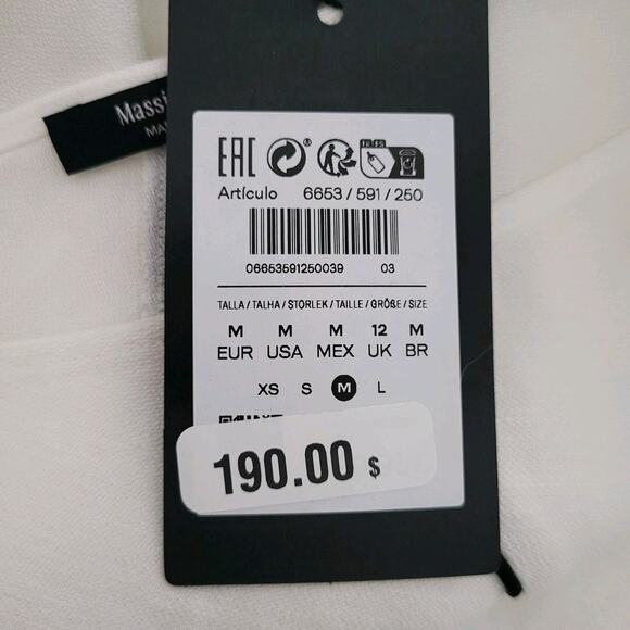 Massimo Dutti Linen Blend Midi Dress M White Short Sleeve Flowing Vacation Chic - Picture 8 of 13